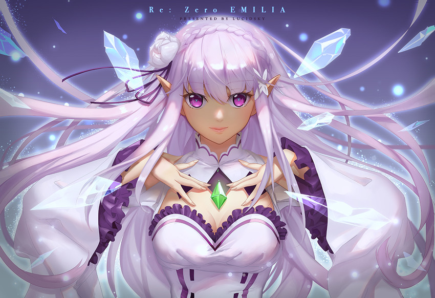 emilia (re:zero kara hajimeru isekai seikatsu) drawn by lucidsky