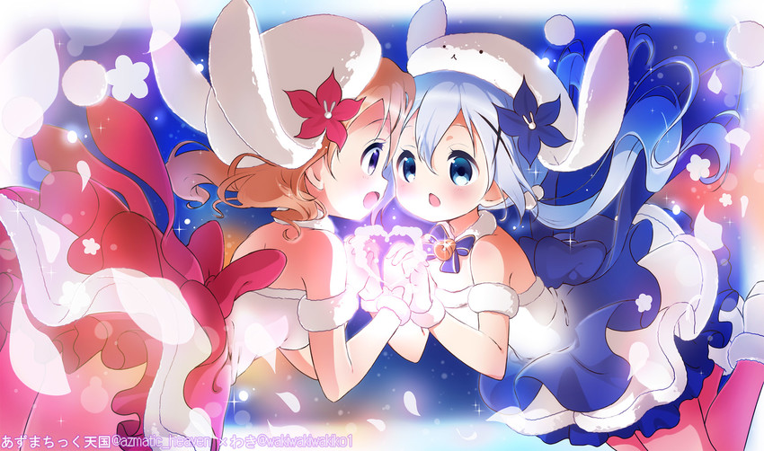 kafuu chino and hoto cocoa (gochuumon wa usagi desu ka?) drawn by neki_(wakiko)