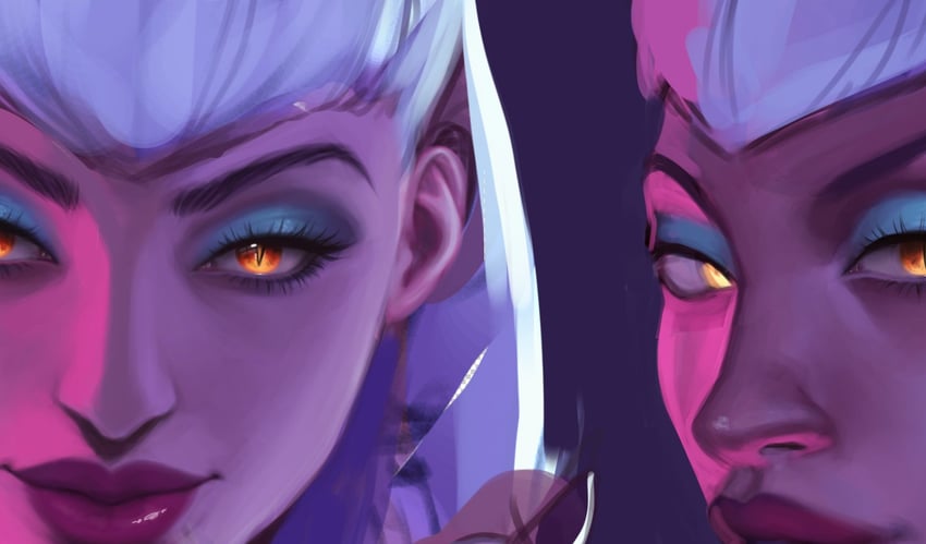 evelynn, k/da all out evelynn, and the baddest evelynn (league of legends) drawn by chandeloor