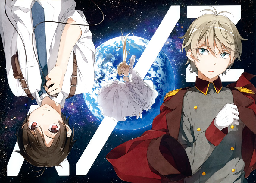 slaine troyard, kaizuka inaho, and asseylum vers allusia (aldnoah.zero) drawn by kantoku