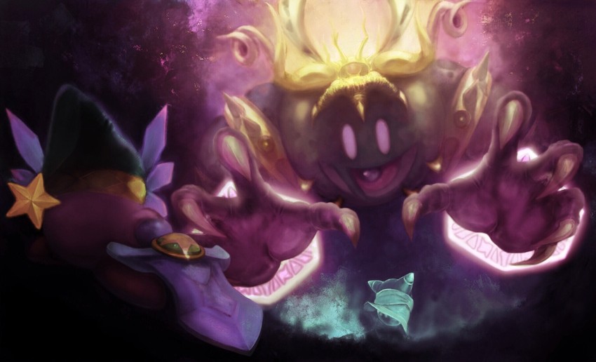 kirby, magolor, sword kirby, magolor soul, and ultra sword kirby (kirby and 1 more) drawn by ikasama_egg