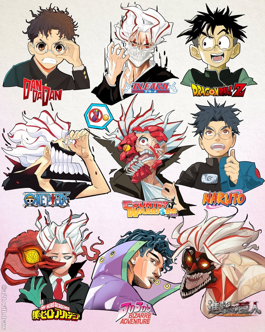 takakura ken and titan (jojo no kimyou na bouken and 9 more) drawn by a2t_will_draw