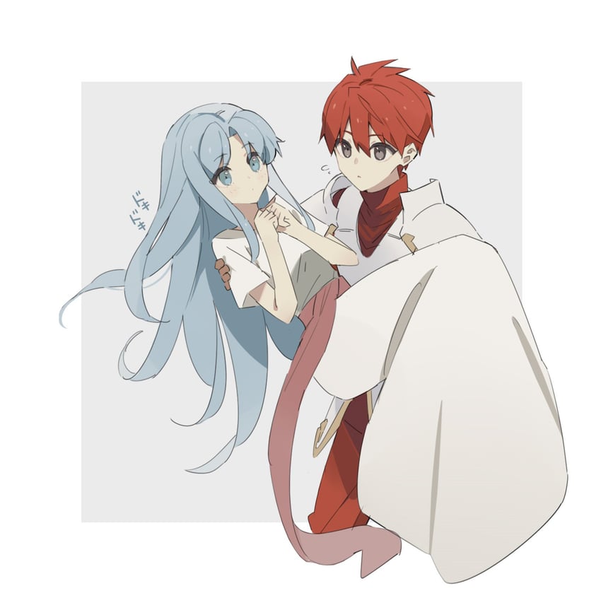 adol christin and feena (ys and 1 more) drawn by george_man