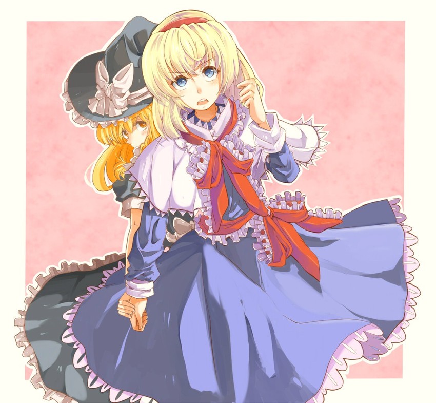 kirisame marisa and alice margatroid (touhou) drawn by byakugan_(tsuson)