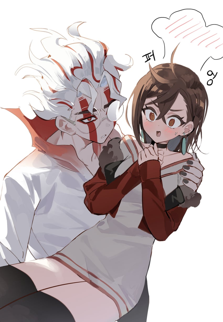 ayase momo and takakura ken (dandadan) drawn by seizou_hidzuke