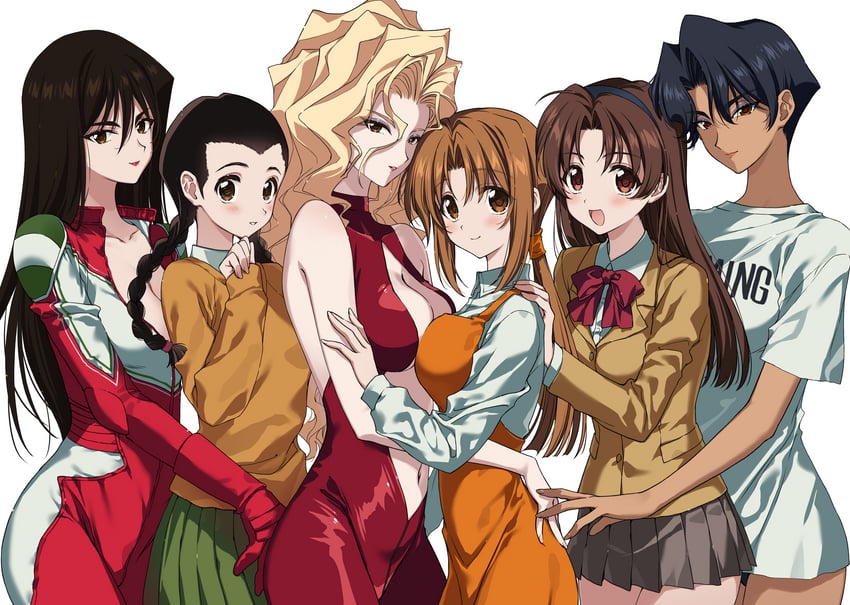 onna shachou, hayami ayuko, katsuda naoko, terayama reiko, kanzaki yuka, and 1 more (golden boy) drawn by nikyuppa