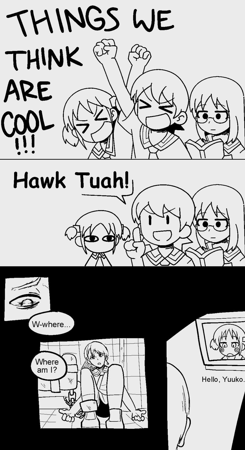 naganohara mio, aioi yuuko, and minakami mai (nichijou and 1 more) drawn by delatoid