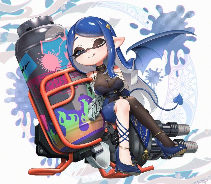 inkling player character and inkling girl (splatoon) drawn by puchiman
