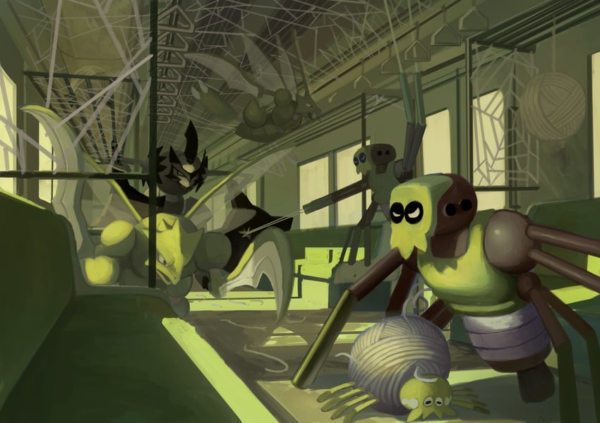 scyther, tarountula, kleavor, and spidops (pokemon) drawn by king_joe_(neoroto)