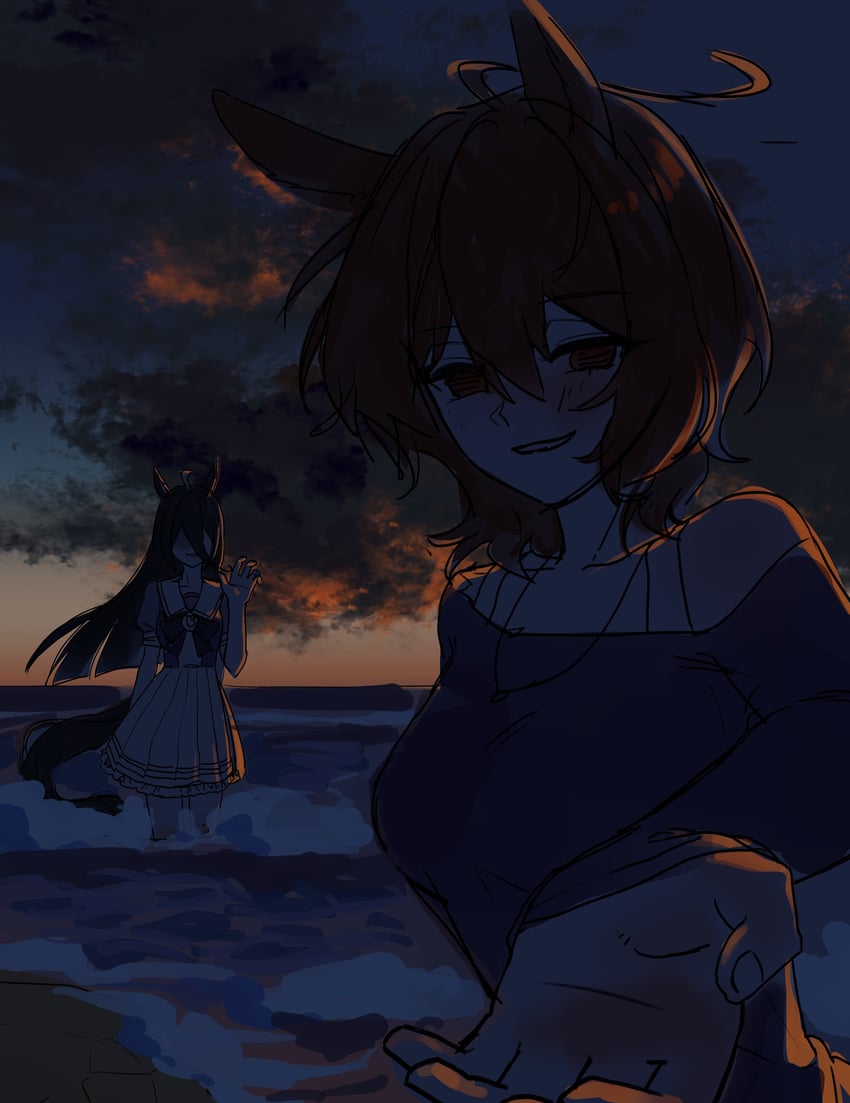 agnes tachyon and manhattan cafe (umamusume) drawn by cafetakki_uma