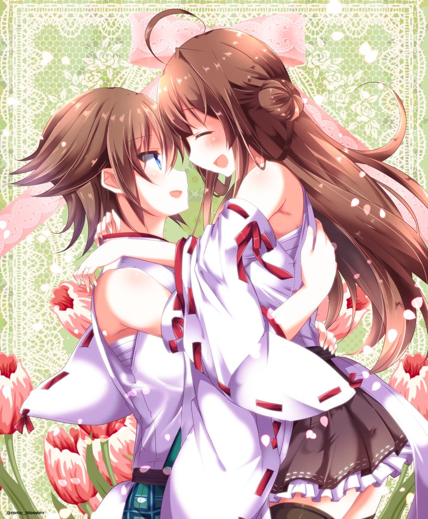 kongou, hiei, kongou kai ni, and hiei kai ni (kantai collection) drawn by sakura_romu