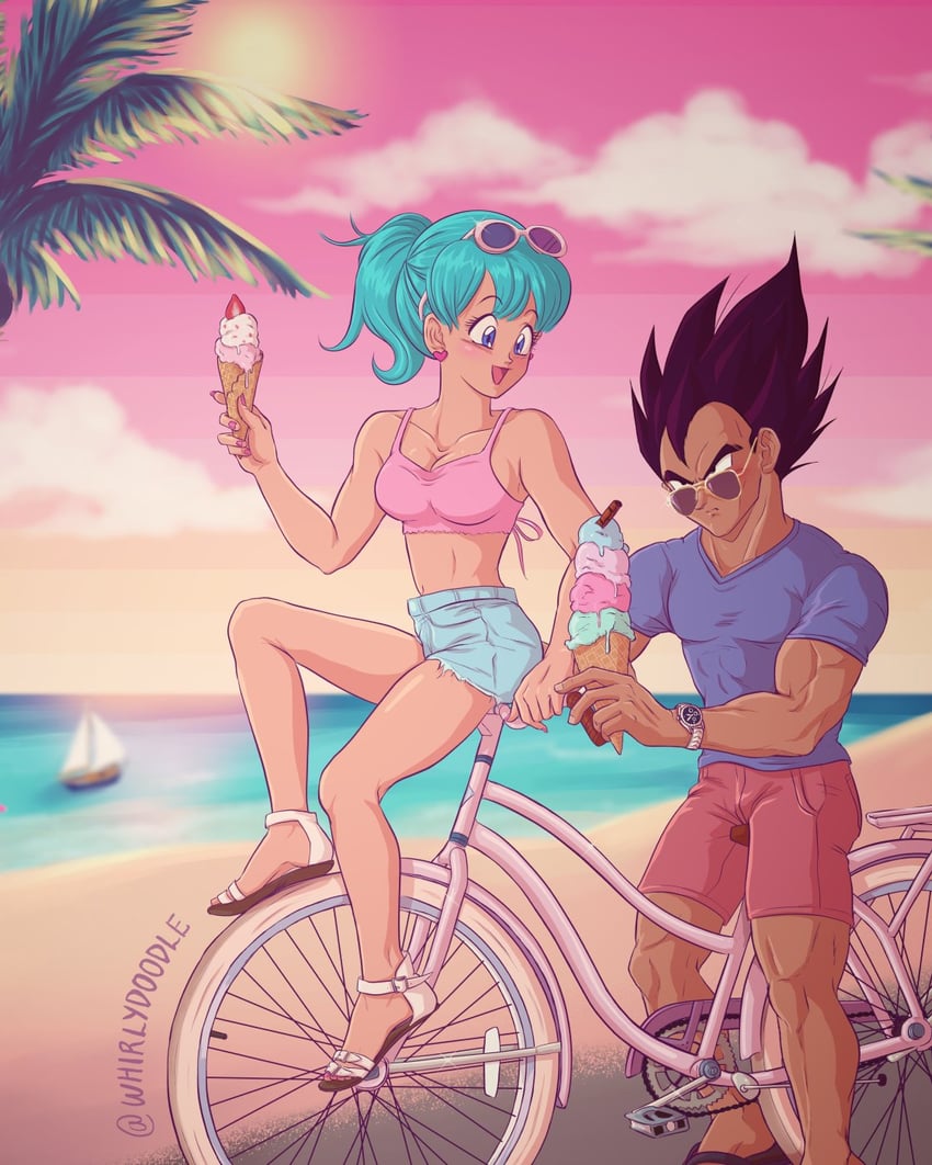 vegeta and bulma (dragon ball and 1 more) drawn by whirlydoodle