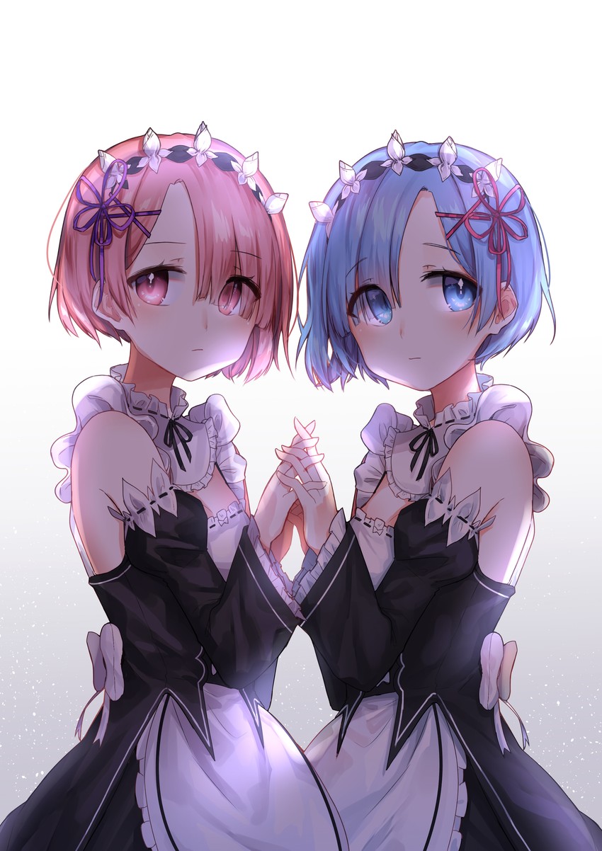 rem and ram (re:zero kara hajimeru isekai seikatsu) drawn by dan_lang