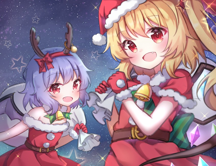 remilia scarlet and flandre scarlet (touhou) drawn by hanen_(borry)