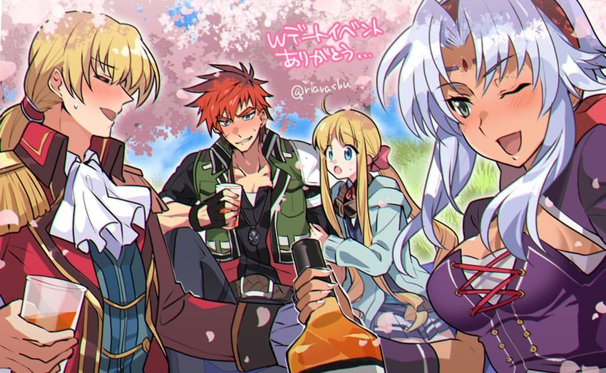 tita russell, agate crosner, scherazard harvey, and olivert reise arnor (eiyuu densetsu and 2 more) drawn by riarashu