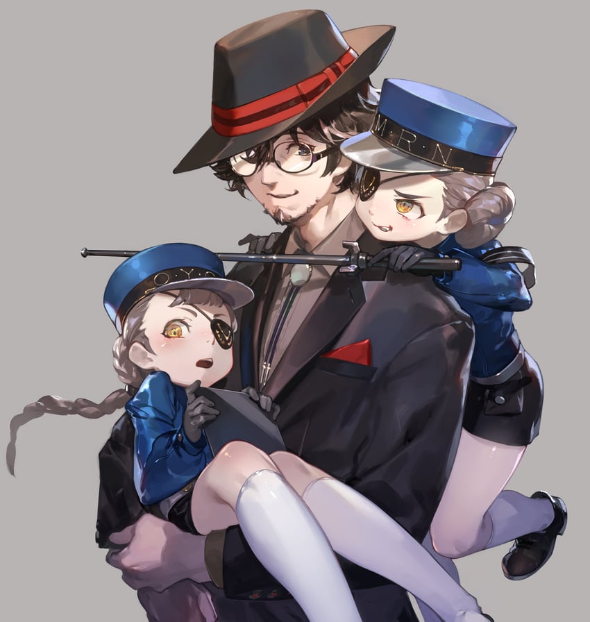 amamiya ren, joker, caroline, and justine (persona and 1 more) drawn by so-taro
