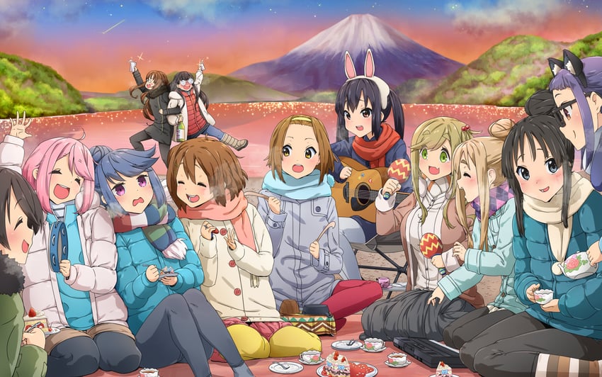 akiyama mio, nakano azusa, hirasawa yui, tainaka ritsu, kotobuki tsumugi, and 7 more (k-on! and 1 more) drawn by kounotori_(501465)