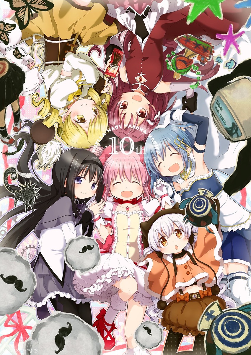 akemi homura, kaname madoka, miki sayaka, sakura kyoko, tomoe mami, and 3 more (mahou shoujo madoka magica and 1 more) drawn by itou_(ankocha-mgmg)