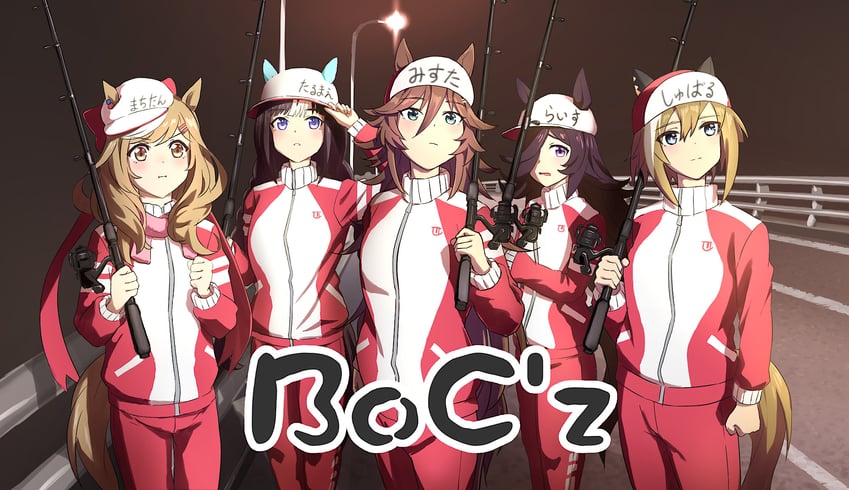 rice shower, matikane tannhauser, cheval grand, mr. c.b., and hokko tarumae (umamusume and 1 more) drawn by mafty