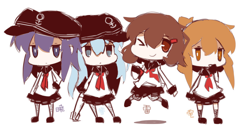 hibiki, inazuma, ikazuchi, and akatsuki (kantai collection) drawn by nuu_(nu-nyu)