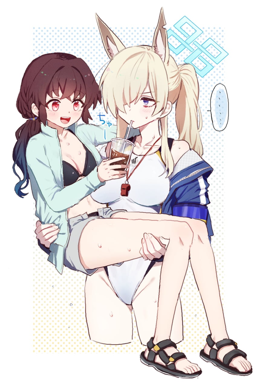sensei, kanna, and female sensei (blue archive) drawn by senta_(ysk_0218)