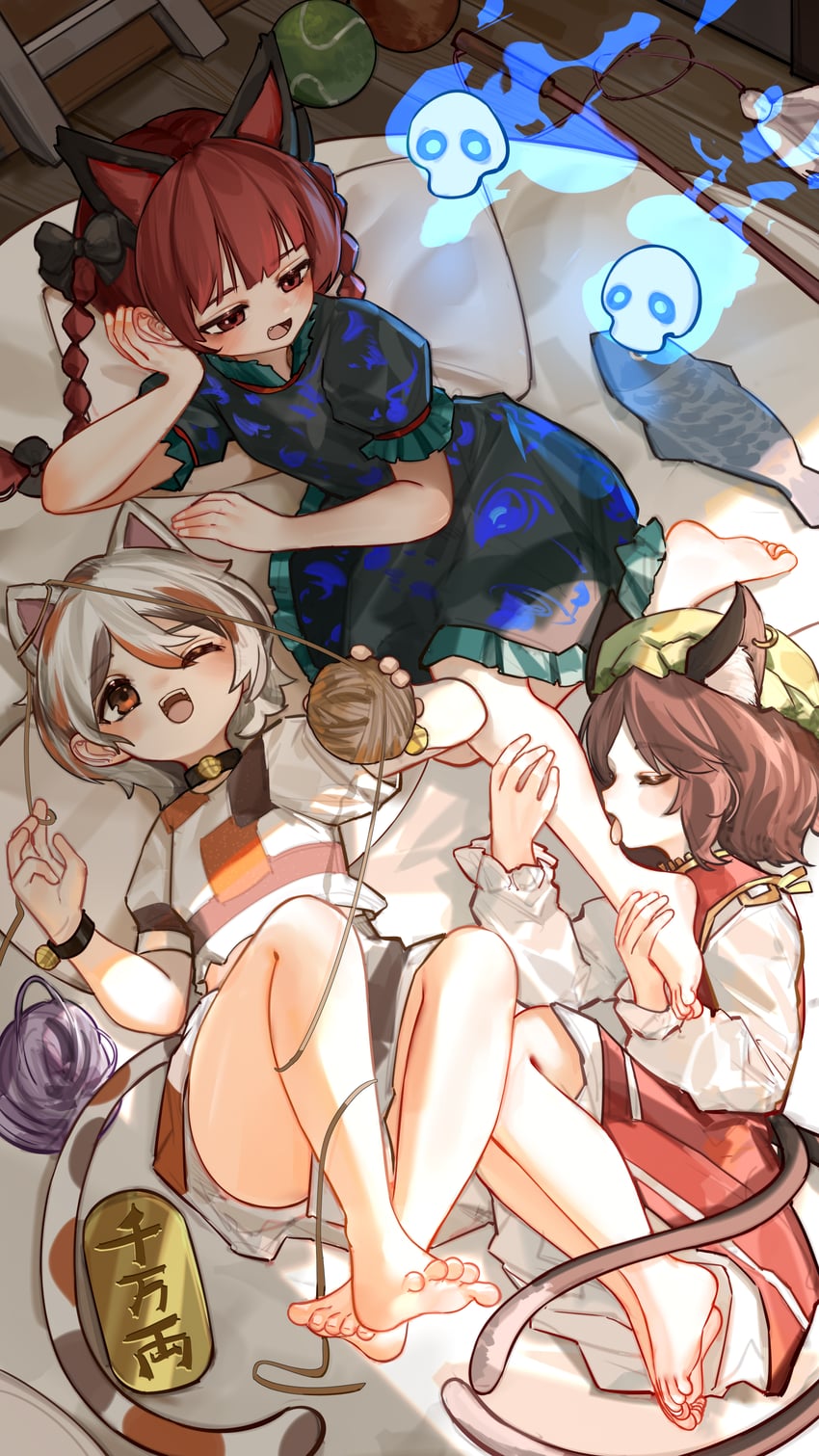 kaenbyou rin, chen, and goutokuji mike (touhou) drawn by kourou_(kouroukun)
