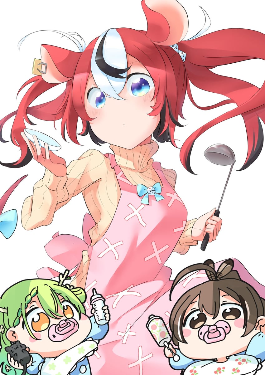 nanashi mumei, hakos baelz, and ceres fauna (hololive and 1 more) drawn by chiisai