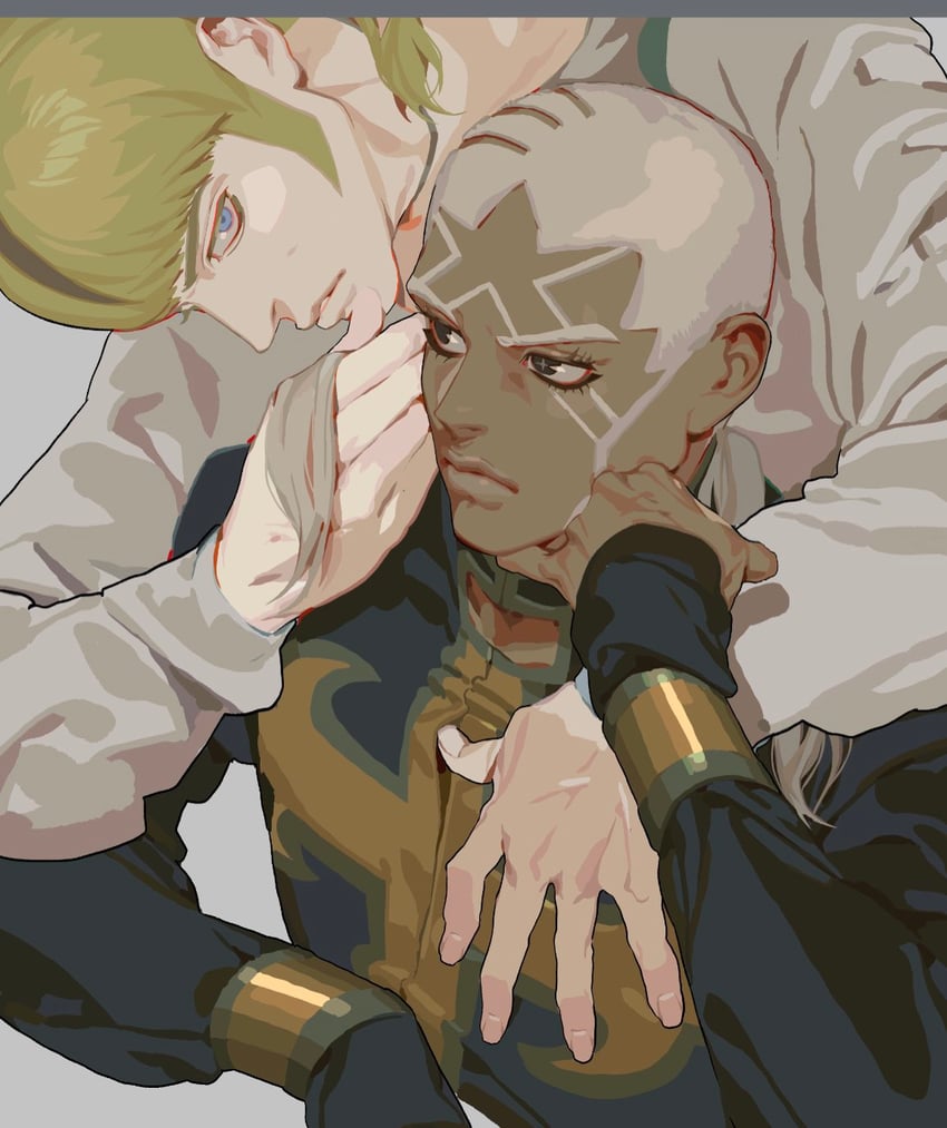 enrico pucci and donatello versus (jojo no kimyou na bouken and 1 more) drawn by mgong520