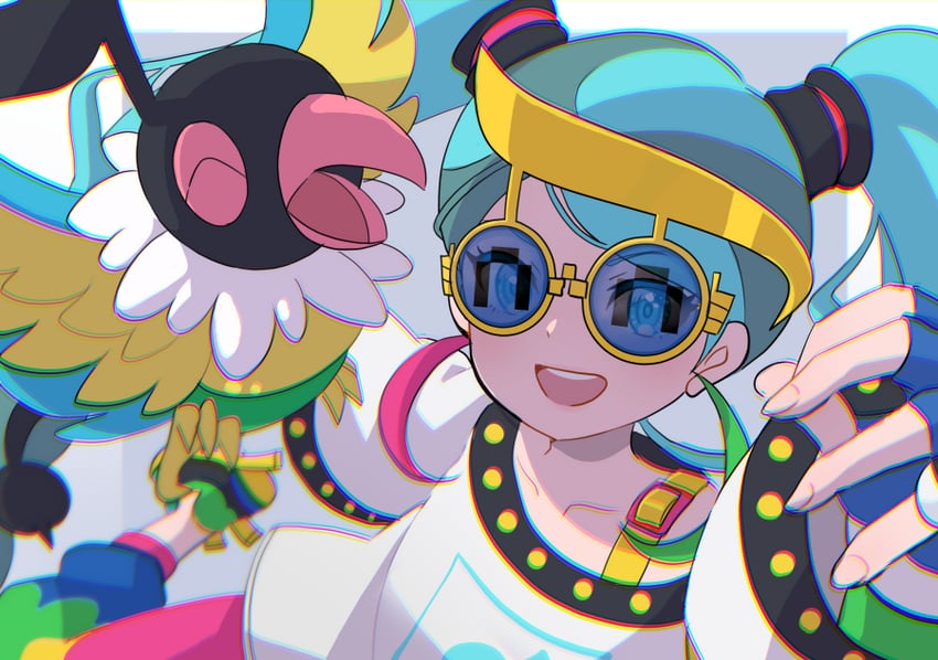 hatsune miku, chatot, and normal miku (pokemon and 2 more) drawn by mizuiro123