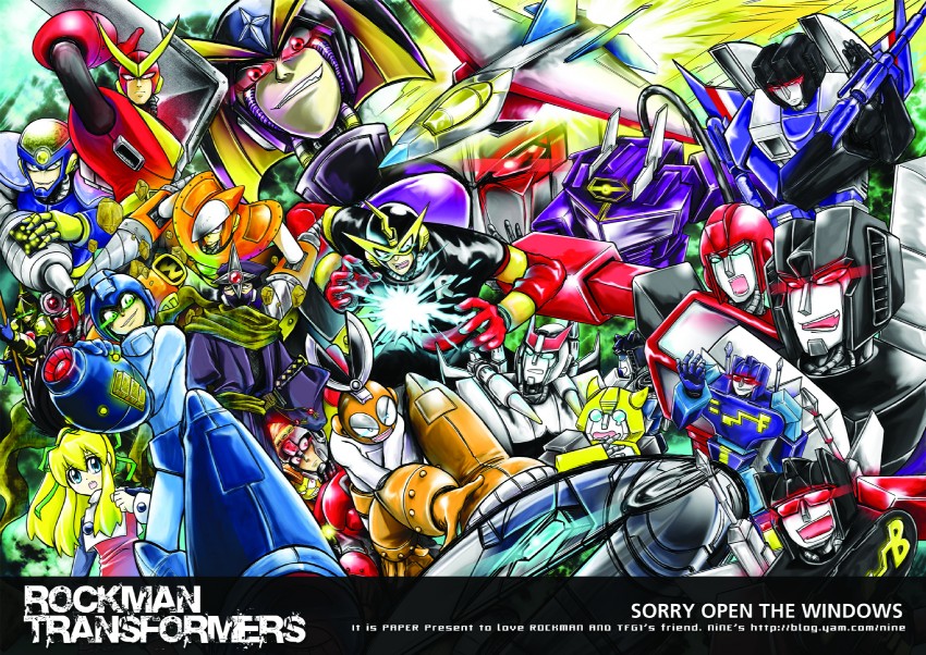 roll, mega man, megatron, starscream, bumblebee, and 18 more (transformers and 6 more) drawn by nine_(ninevsnine)