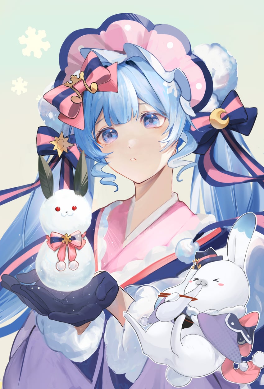 hatsune miku, yuki miku, and rabbit yukine (vocaloid) drawn by yukihira_makoto