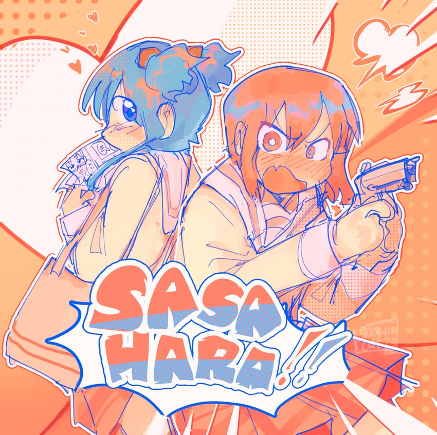 naganohara mio and tachibana misato (nichijou) drawn by snowii_cat