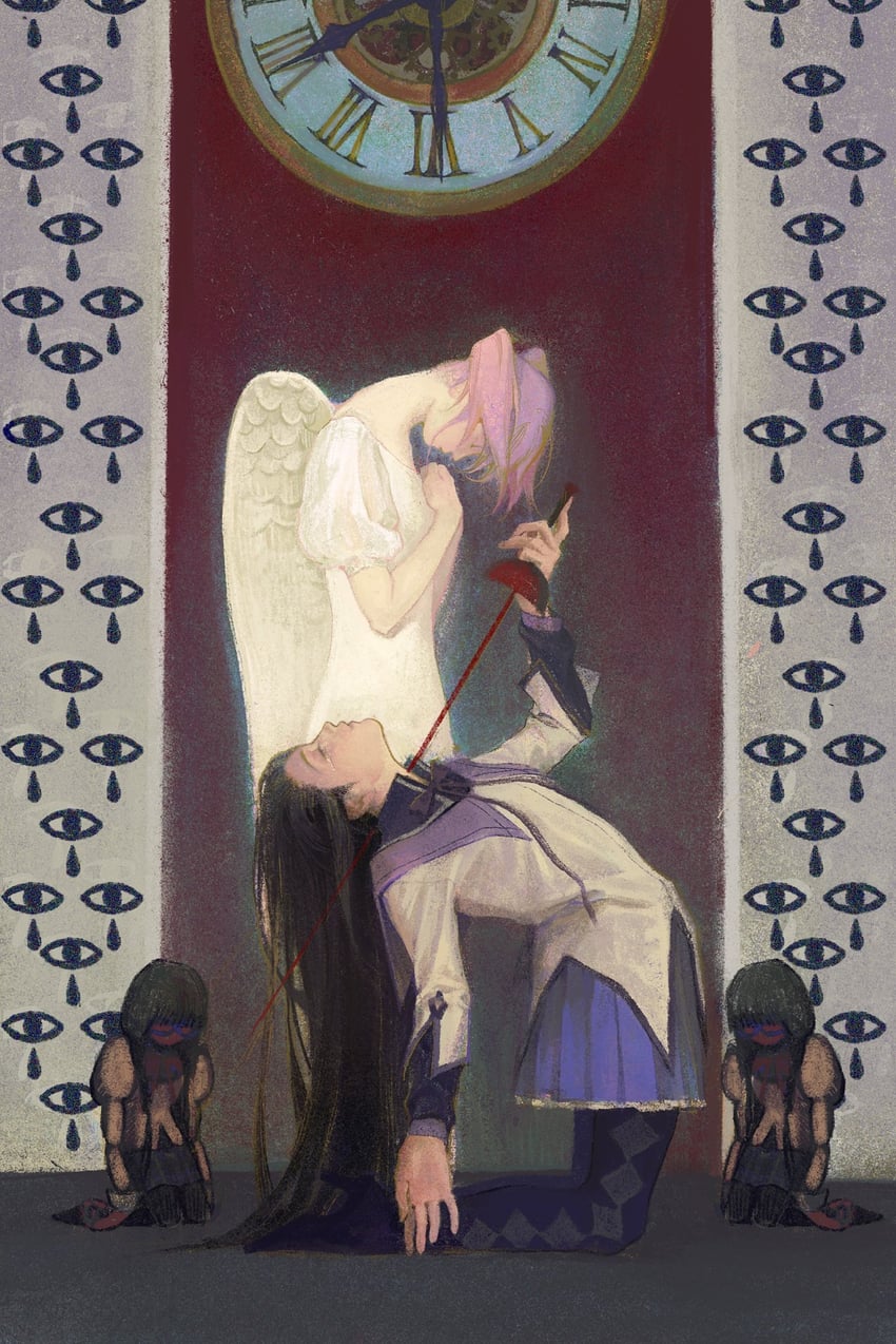 akemi homura and kaname madoka (mahou shoujo madoka magica) drawn by miaoyunyun