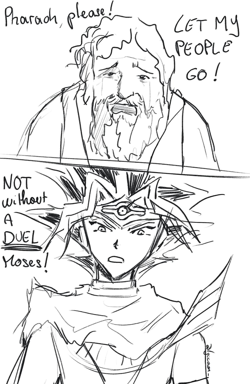 atem and moses (yu-gi-oh! and 1 more) drawn by lyccaon