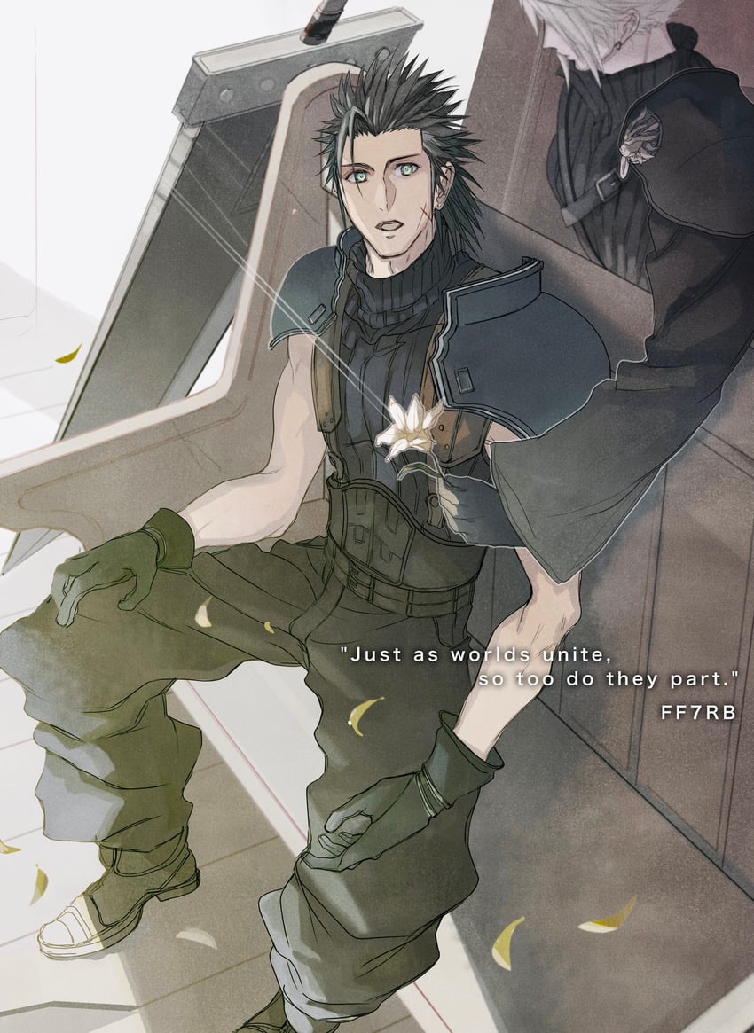 cloud strife, zack fair, and fenrir (final fantasy and 4 more) drawn by 2b_fff