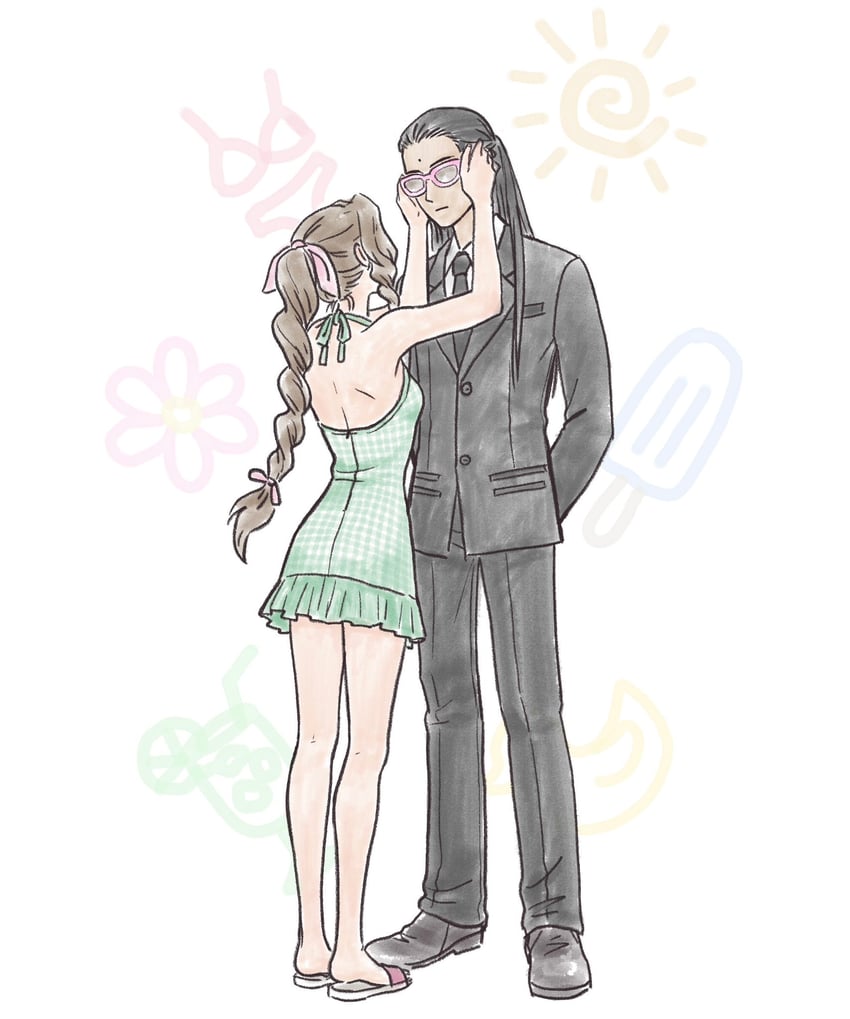 aerith gainsborough and tseng (final fantasy and 2 more) drawn by chachachalili