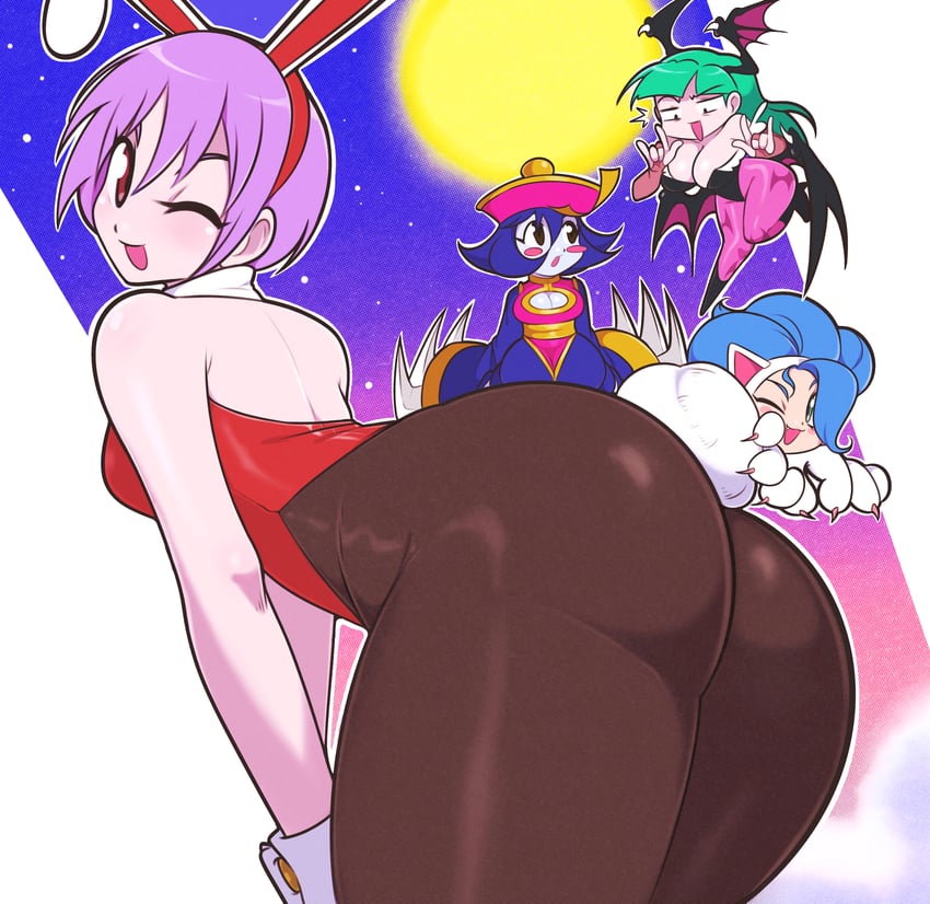 morrigan aensland, lilith, felicia, and hsien-ko (darkstalkers) drawn by jeff_miga