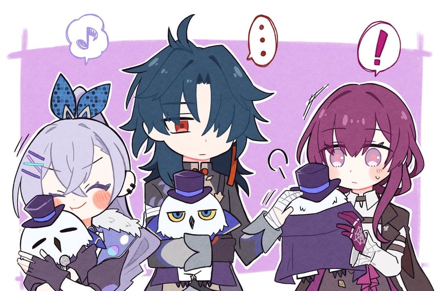 kafka, silver wolf, blade, and owlbert (honkai and 1 more) drawn by fumiri_(2mm_3232)