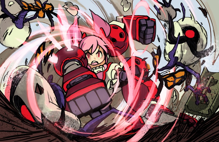 kaname madoka, anthony, gundam age-1, and gundam age-1 titus (mahou shoujo madoka magica and 2 more) drawn by alex_ahad