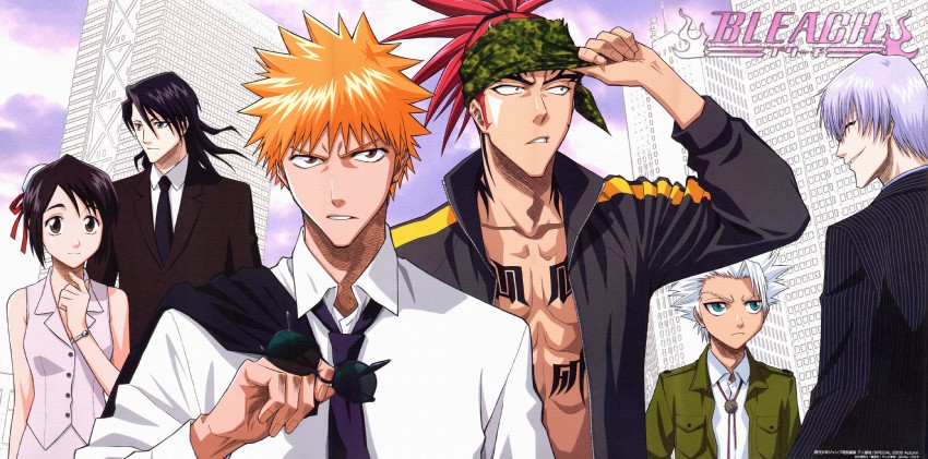 kurosaki ichigo, hitsugaya toushirou, abarai renji, hinamori momo, kuchiki byakuya, and 1 more (bleach and 1 more)