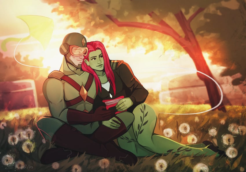 poison ivy and kite man (dc comics and 2 more) drawn by cute-electrocute