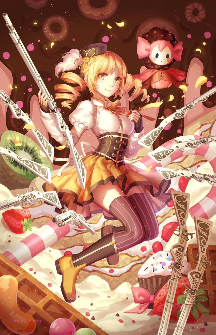 tomoe mami and charlotte (mahou shoujo madoka magica) drawn by kyurin_(sunnydelight)