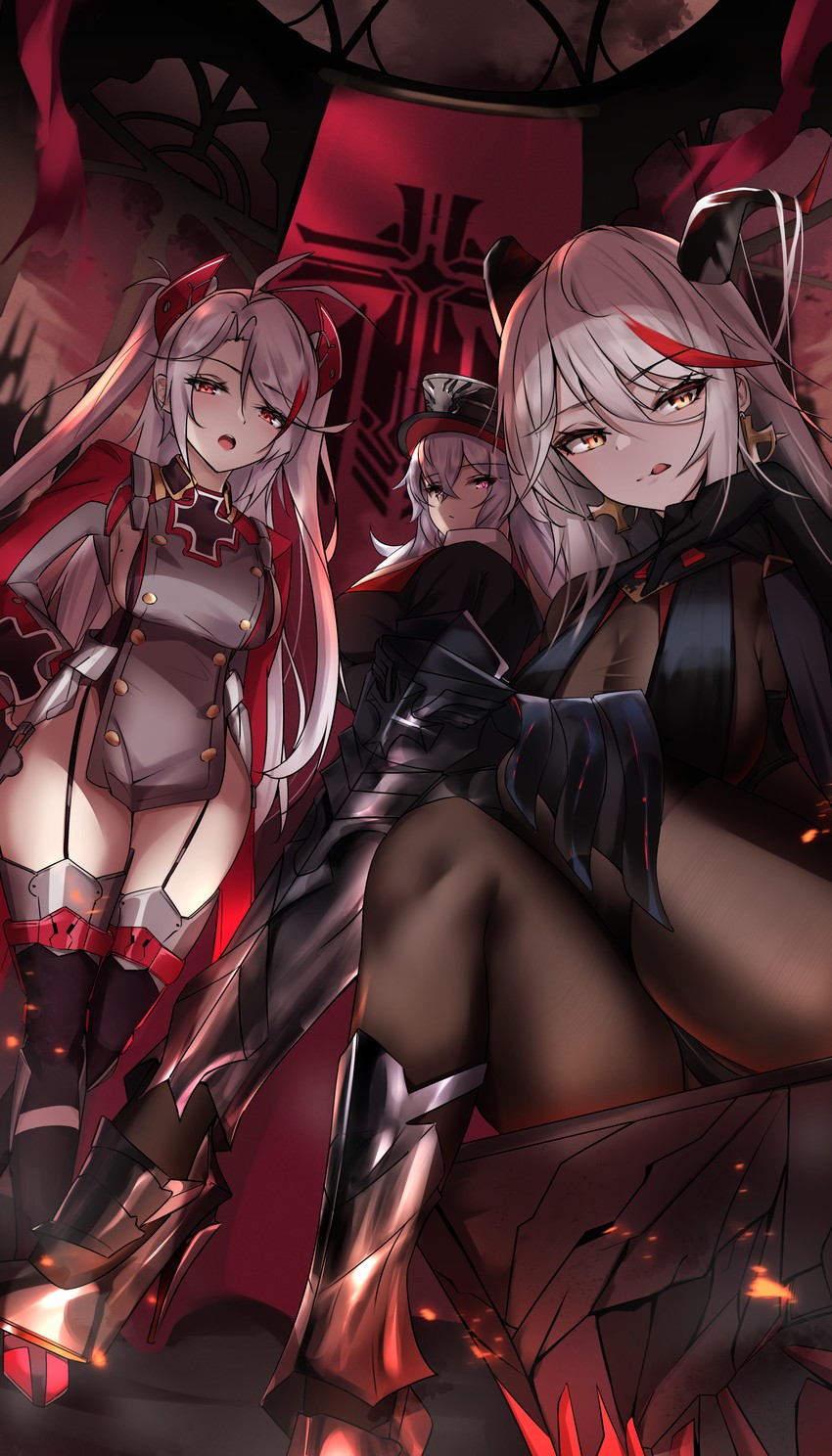 prinz eugen, aegir, and graf zeppelin (azur lane) drawn by kyle_(kysizzle)