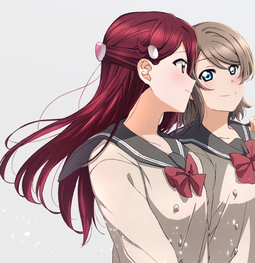 watanabe you and sakurauchi riko (love live! and 1 more) drawn by yuchi_(salmon-1000)