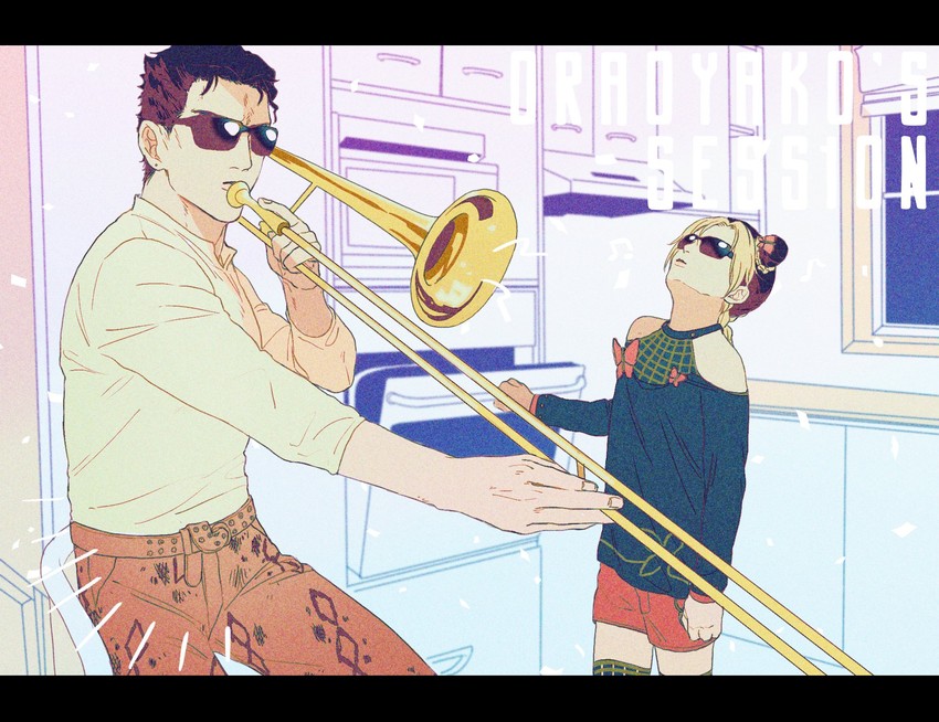 kujo jotaro and kujo jolyne (jojo no kimyou na bouken and 1 more) drawn by inum0g