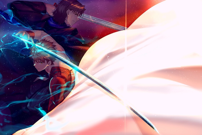 emiya shirou, kotomine kirei, senji muramasa, and grigori rasputin (fate and 1 more) drawn by kurogiri