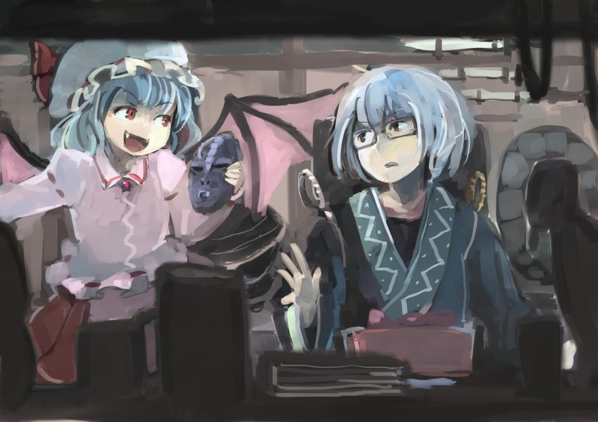 remilia scarlet and morichika rinnosuke (touhou and 1 more) drawn by ichiba_youichi