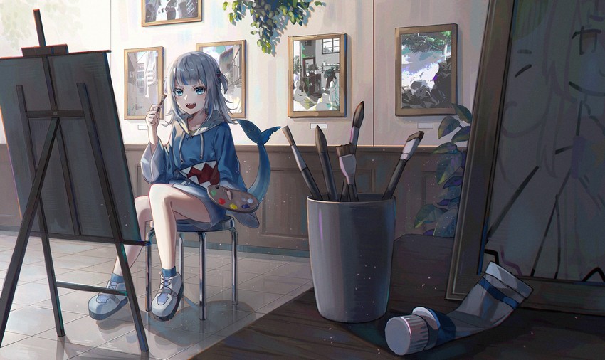 gawr gura (hololive and 1 more) drawn by nekoreito