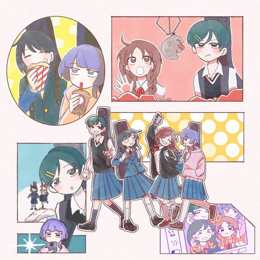 hatono chihiro, kouyama rin, fujii ayame, uchida momo, and self-doubt animal (futsuu no keion-bu) drawn by law_island21