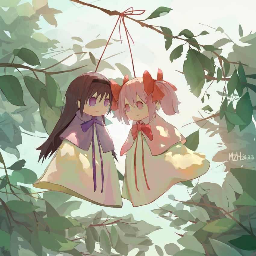 akemi homura and kaname madoka (mahou shoujo madoka magica) drawn by khxv3747